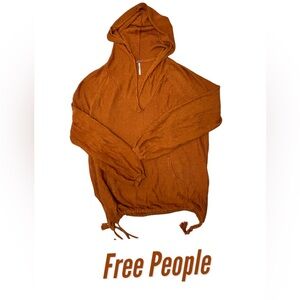 Free people women's golden hooded knit sweater top size large
